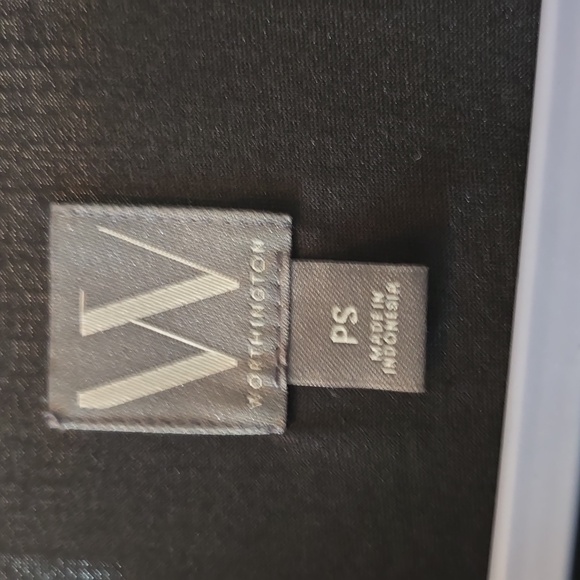 WORTHINGTON WOMEN'S CRISS-CROSS LONG SLEEVE BLACK & SILVER BLOUSE  PETITE SMALL - Picture 5 of 17